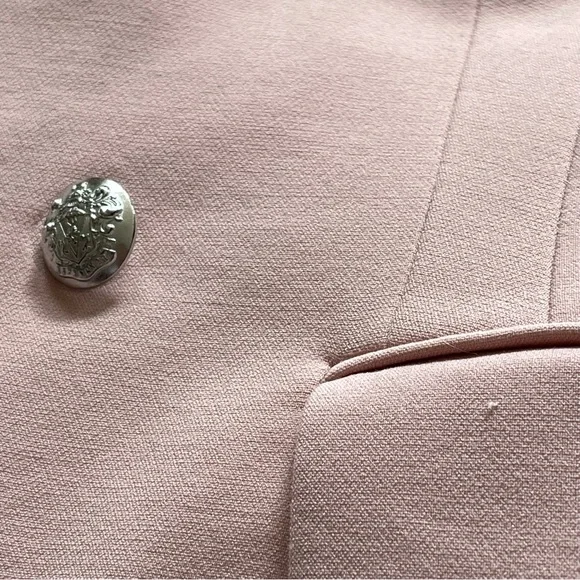 Veronica Beard Frayne Double-Breasted Crepe Low Shoulder Blazer Baby Pink Size 4